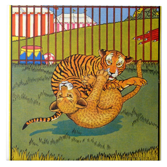 Carreau En Céramique lutte contre le tigre et le léopard (Devant)