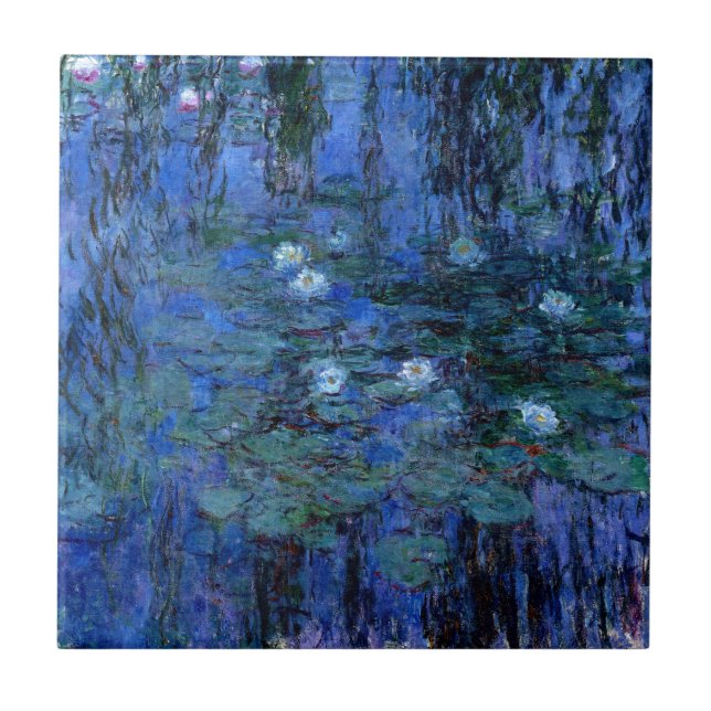 Carreau En Céramique Lys d'eau bleu Claude Monet (Devant)