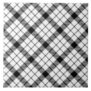 Carreau En Céramique MacFarlane tartan noir blanc plaid