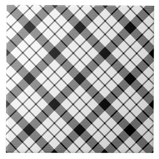 Carreau En Céramique MacFarlane tartan noir blanc plaid (Devant)