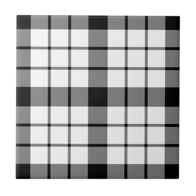 Carreau En Céramique MacFarlane tartan noir blanc plaid (Devant)