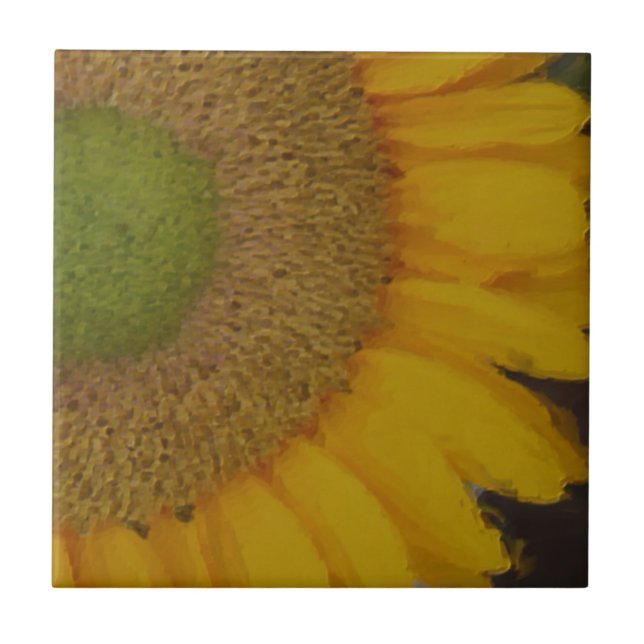 Carreau En Céramique Macro Sunflower Center Floral Art Tile (Devant)