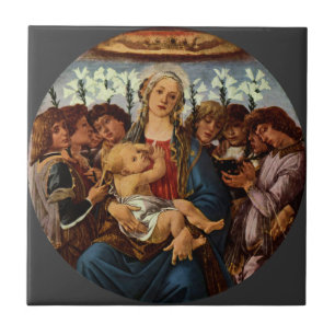 Carreau En Céramique Madonna et Enfant avec huit anges par Botticelli