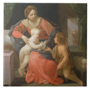 Carreau En Céramique Madonna et enfant avec St John le baptiste
