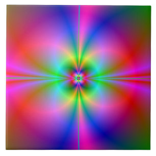 Carreau En Céramique Magnetosphère colorée Arc-en-ciel Art fractal