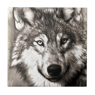 Carreau En Céramique Magnifique loup visage photo accessoires d'impress