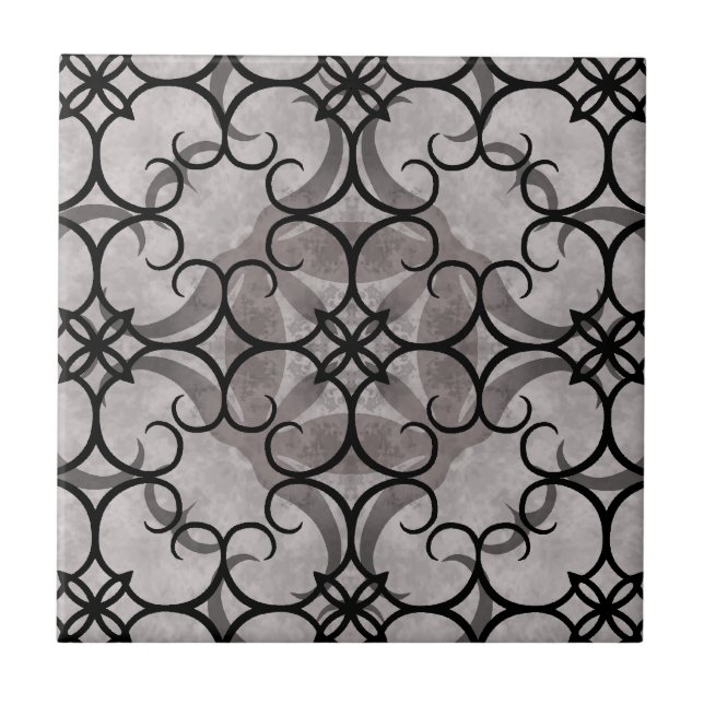 Carreau En Céramique Magnifique victorien gothique motif gris et noir (Devant)