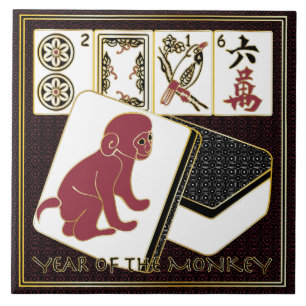 Carreau En Céramique Mah Jongg Année du singe