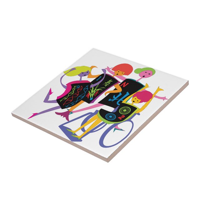 Carreau En Céramique Mah Jongg Bonne Danse Carrelage blanc (Côté)