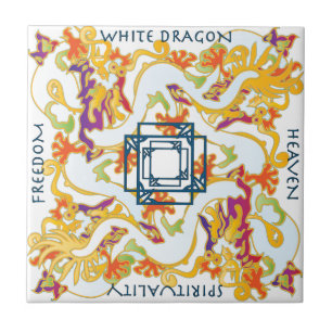 Carreau En Céramique Mah Jongg Carrelage de dragon blanc