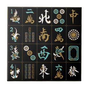 Carreau En Céramique Mah Jongg Carrelage noir/aqua/sable