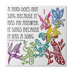 Carreau En Céramique Mah Jongg One Bams Birds/Proverb Tile