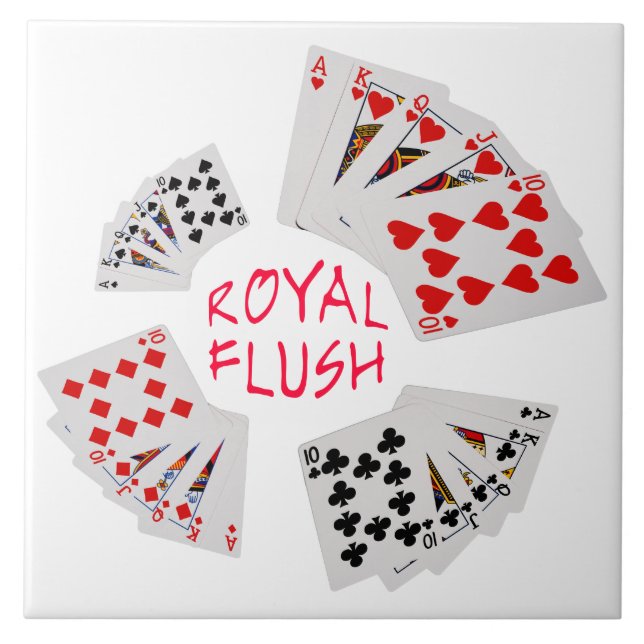 Carreau En Céramique Mains de poker - Royal Flush (Devant)