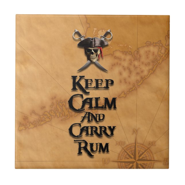 Carreau En Céramique Maintenez calme et portez le rhum (Devant)