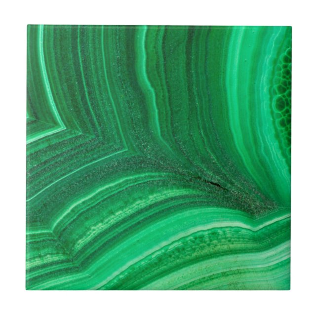 Carreau En Céramique Malachite Minéral vert vif (Devant)