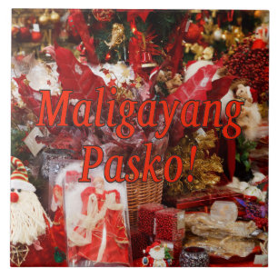 Carreau En Céramique Maligayang Pasko ! Joyeux Noël à Tagalog rf