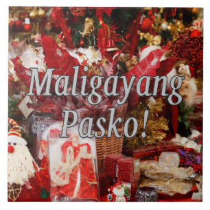 Carreau En Céramique Maligayang Pasko ! Joyeux Noël à Tagalog wf