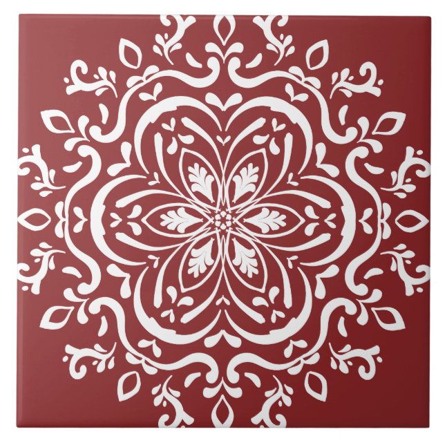 Carreau En Céramique Mandala de canneberge (Devant)