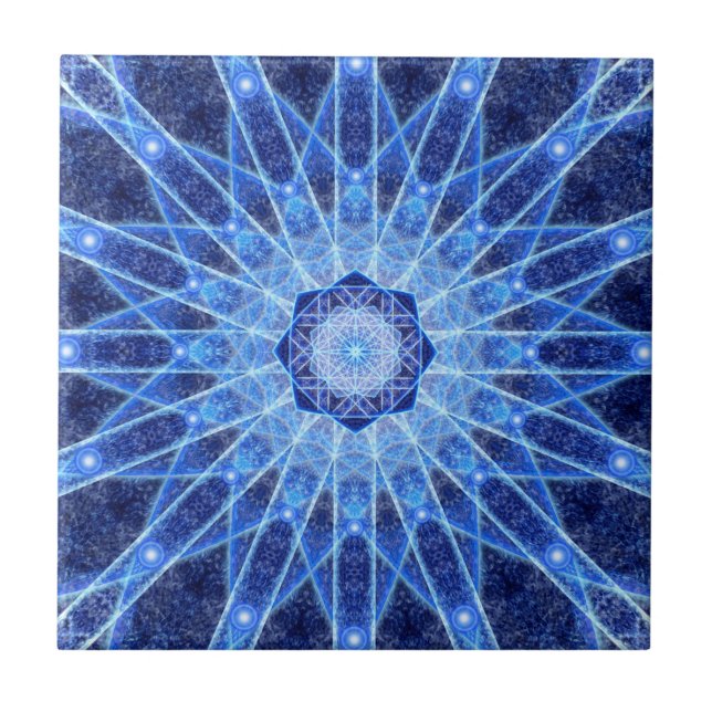 Carreau En Céramique Mandala de Lotus de glace (Devant)