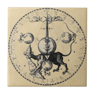 Carreau En Céramique Mandala d'emblème de Cabala