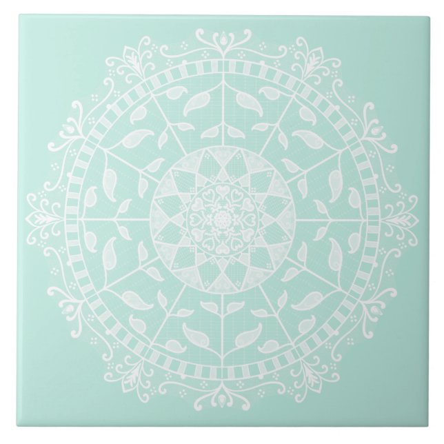 Carreau En Céramique Mandala en verre de mer (Devant)