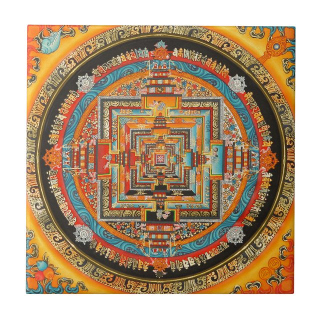 CARREAU EN CÉRAMIQUE MANDALA ÉSOTÉRIQUE III DE KALACHAKRA (Devant)