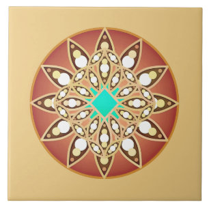 Carreau En Céramique Mandala motif en caramel et chocolat