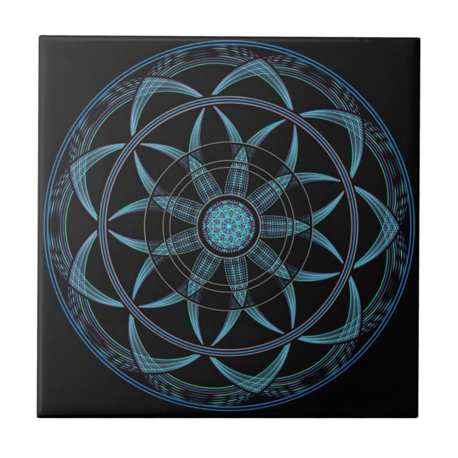 Carreau En Céramique Mandala sacré de la géométrie - bonheur (Devant)