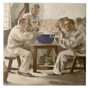 Carreau En Céramique Mangeant de la soupe aux casernes, de 'L'Estampe