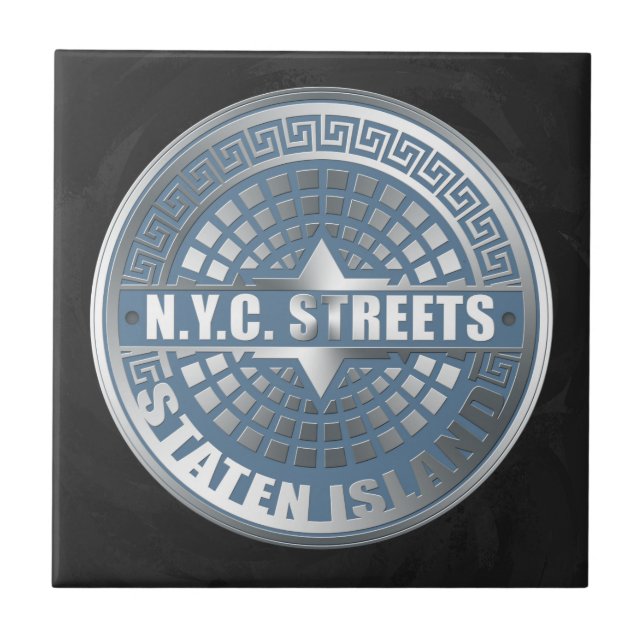 Carreau En Céramique Manhole Staten Island Blue (Devant)