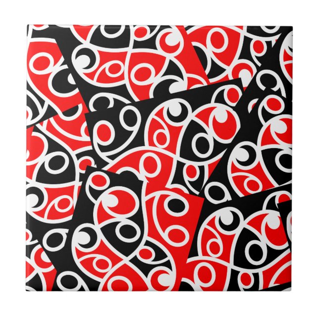 Carreau En Céramique Maori Kowhaiwhai Tribal Nouvelle-Zélande (Devant)