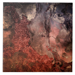 Carreau En Céramique Marbre de cuivre brillant d'émeraude d'encre de