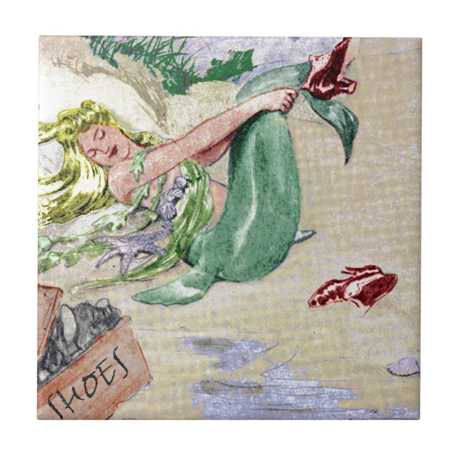 Carreau En Céramique Marchandises vintages de sirène (Devant)