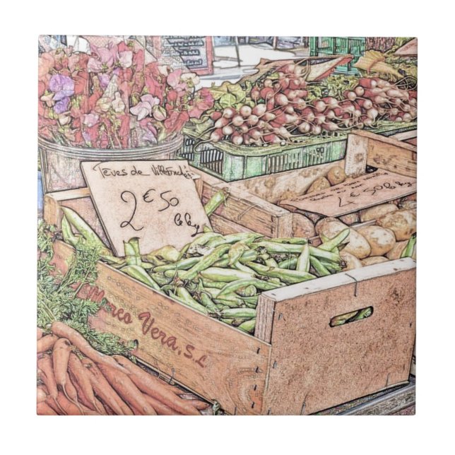 Carreau En Céramique Marché français d'agriculteurs (Devant)