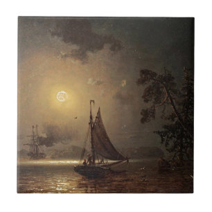 Carreau En Céramique Marcus Larson voyage nocturne nuit de lune vintage