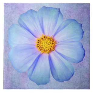 Carreau En Céramique Marguerite bleue et violette turquoise sur