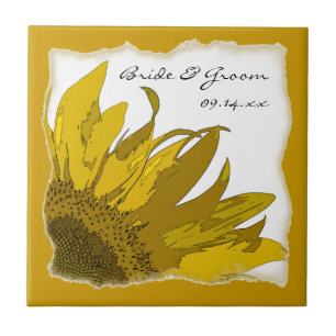 Carreau En Céramique Mariage du coin tournesol