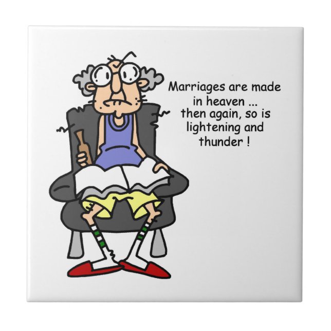 Carreau En Céramique Mariage, Éclair, Humour tonnerre (Devant)