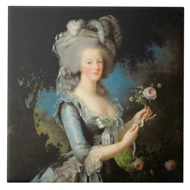 Carreau En Céramique Marie Antoinette avec un rose, 1783 (Devant)