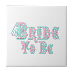 Carreau En Céramique Mariée pour être avec le voile, rose et Turquoise
