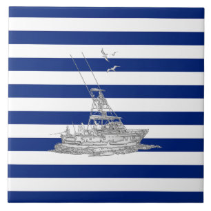 Carreau En Céramique Marlin Pêche Chrome sur les bandes Nautiques