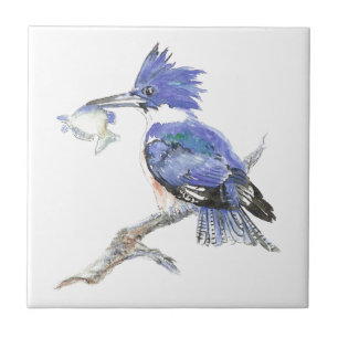 Carreau En Céramique Martin pêcheur, oiseaux, nature, aquarelle