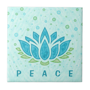 Carreau En Céramique Méditation Yoga Lotus Flower Zen  Modèle de text