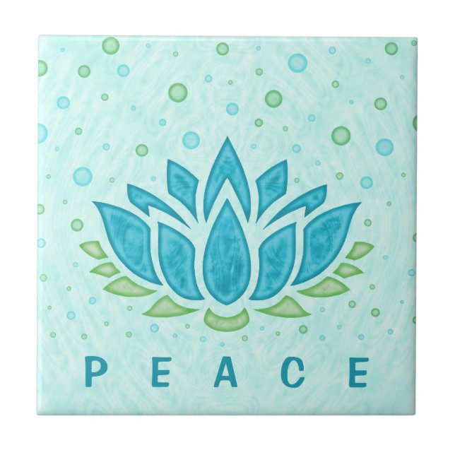Carreau En Céramique Méditation Yoga Lotus Flower Zen| Modèle de texte (Devant)