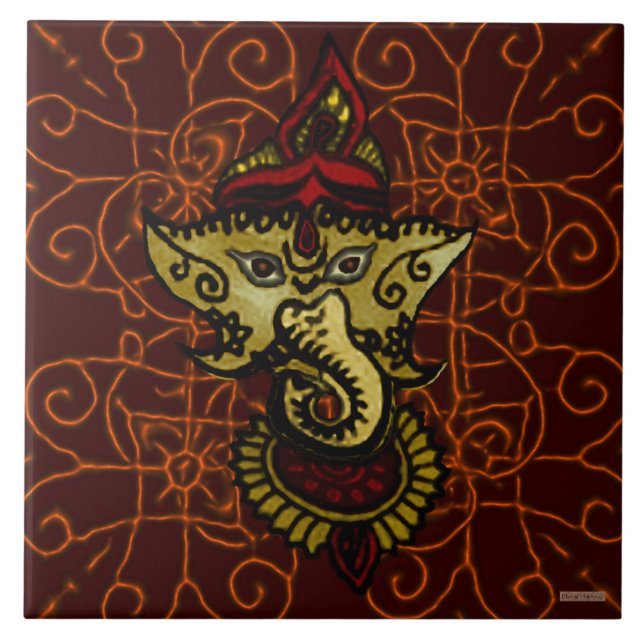 Carreau En Céramique Mehndi Ganesha (Devant)