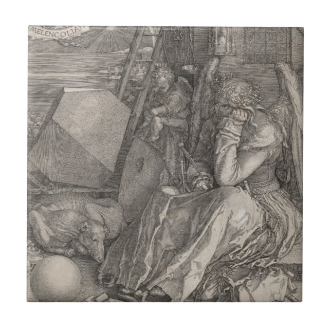 Carreau En Céramique Mélancolie I, gravant par Albrecht Durer (Devant)