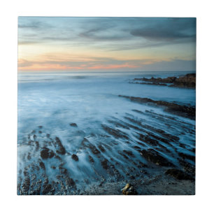 Carreau En Céramique Mer bleue au coucher du soleil, Californie