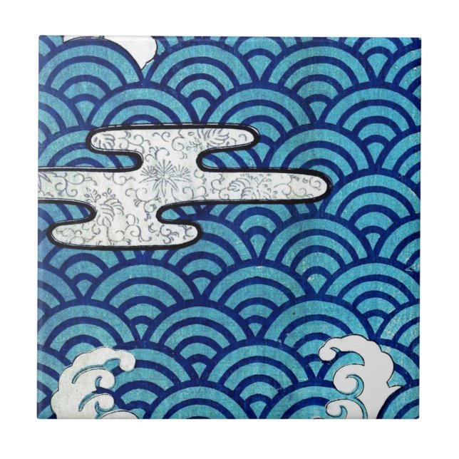 Carreau En Céramique Mer et nuages japonais (Devant)