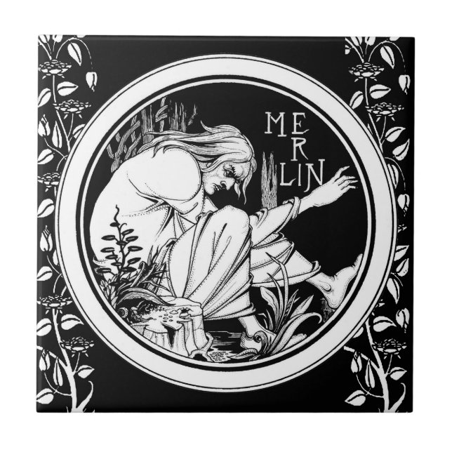 Carreau En Céramique Merlin imaginaire Art Nouveau (Devant)