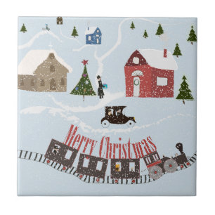 Carreau En Céramique Merry Christmas , rétro